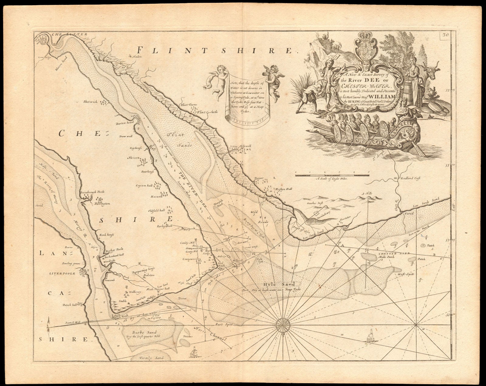 'The River Dee or Chester-Water' sea chart. Wirral Merseyside. COLLINS c1774 map